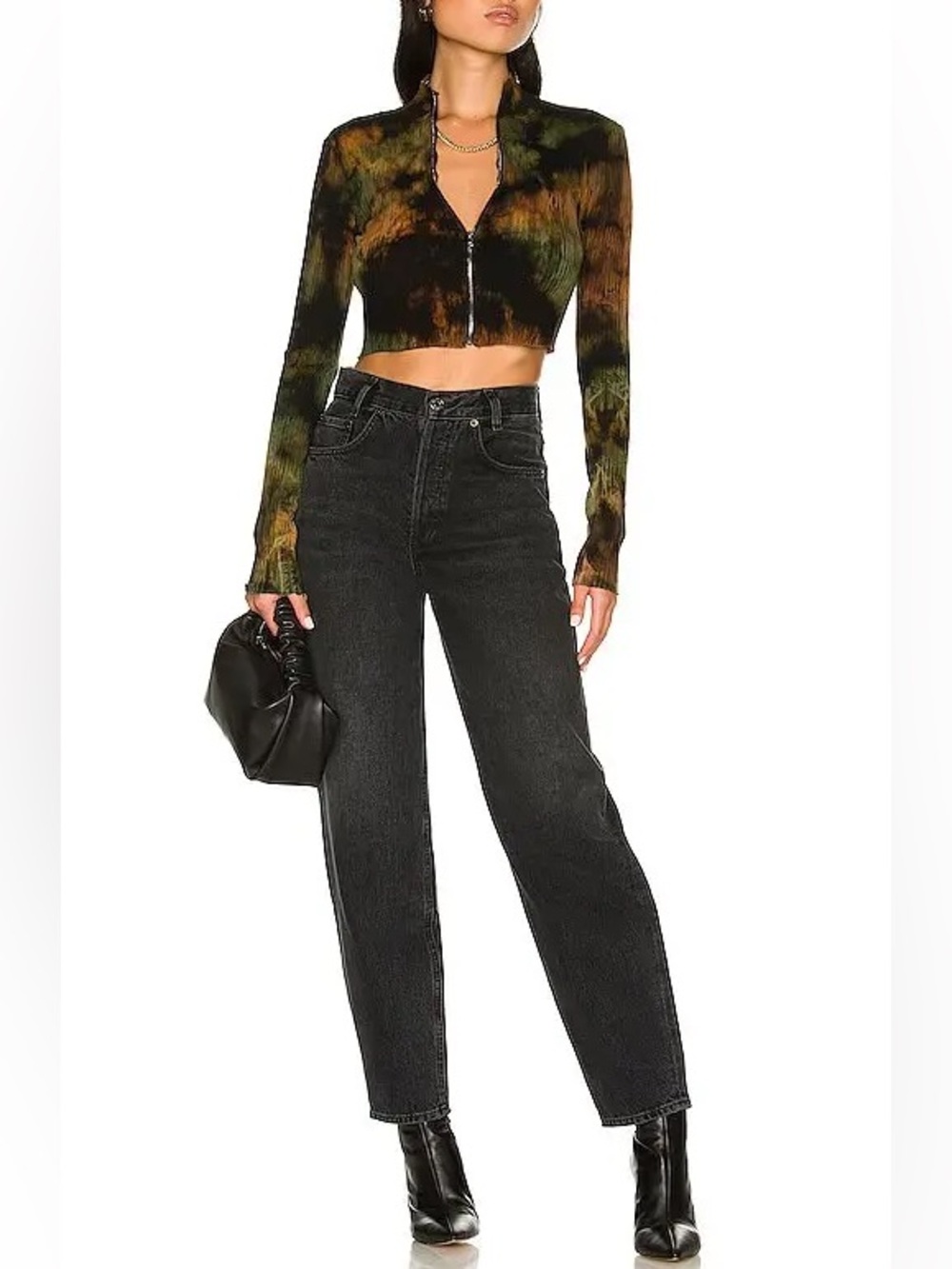 NWT Cotton Citizen Ibiza Turtleneck Ribbed Crop Top in Green Desert Mirage Sz XS - Picture 5 of 16